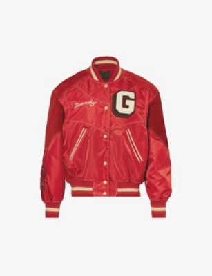 Givenchy Womens Red Cherry Brand-appliqué Relaxed-fit Shell Jacket