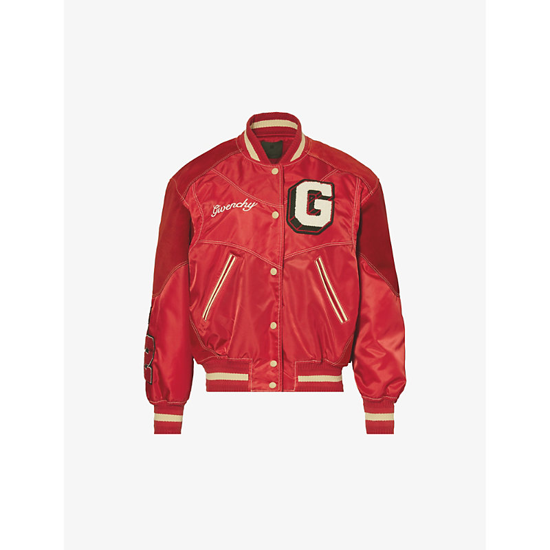 Givenchy Women's Red Cherry Brand-appliqué Relaxed-fit Shell Jacket