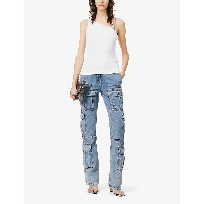 Shop Givenchy Cargo-pocket Straight-leg Mid-rise Jeans In Light Blue