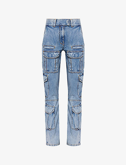 GIVENCHY: Cargo-pocket straight-leg mid-rise jeans