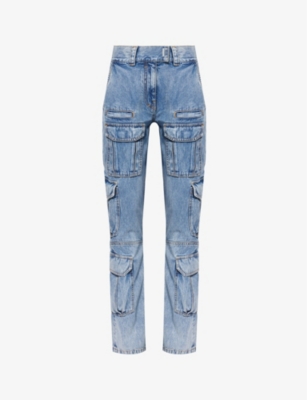Givenchy High-rise Straight-leg Cargo Jeans In Light Blue
