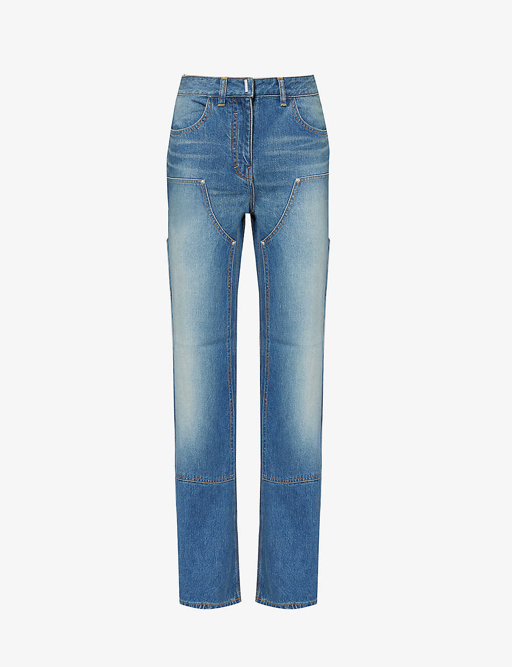 Givenchy Womens Deep Blue Faded-wash Wide-leg Mid-rise Jeans