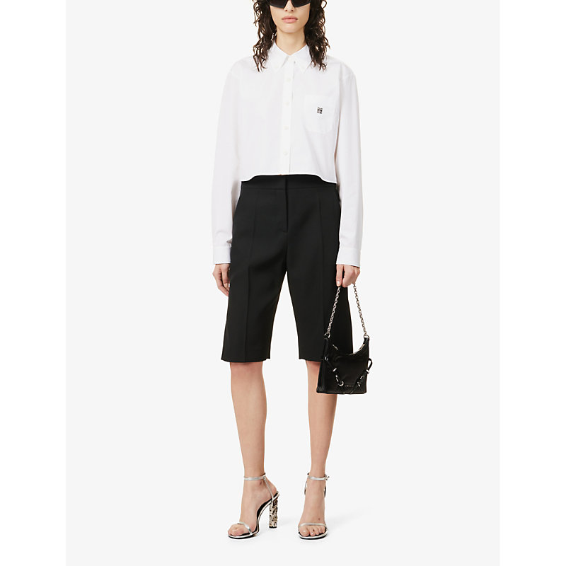 Shop Givenchy Long-sleeved Cropped Cotton Shirt In White