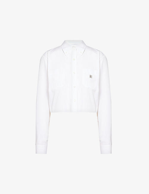 GIVENCHY: Long-sleeved cropped cotton shirt