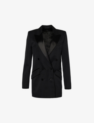 Givenchy Womens Black Contrast-lapel Double-breasted Wool-blend Jacket