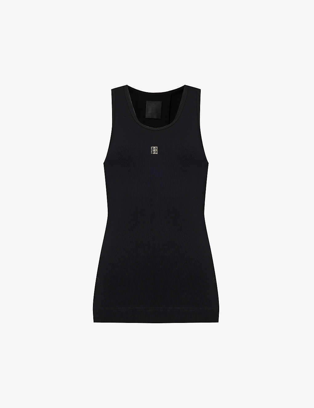 Shop Givenchy Women's Black Logo-plaque Sleeveless Stretch-cotton Top