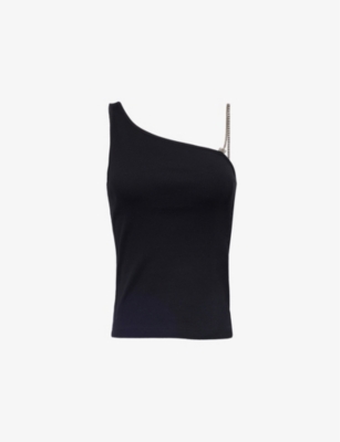 Givenchy Contrast Asymmetric Strap Top In Black