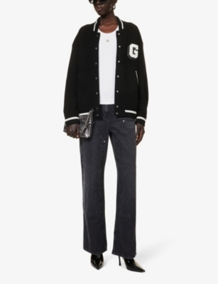 Shop Givenchy Women's Black Branded-flocking Cashmere Knitted Jacket
