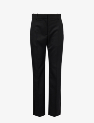 GIVENCHY: Pressed-crease wide-leg wool-blend trousers