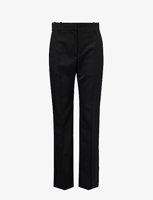 GIVENCHY: Pressed-crease wide-leg wool-blend trousers