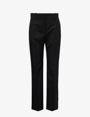 Givenchy Womens Black Pressed-crease Wide-leg Wool-blend Trousers