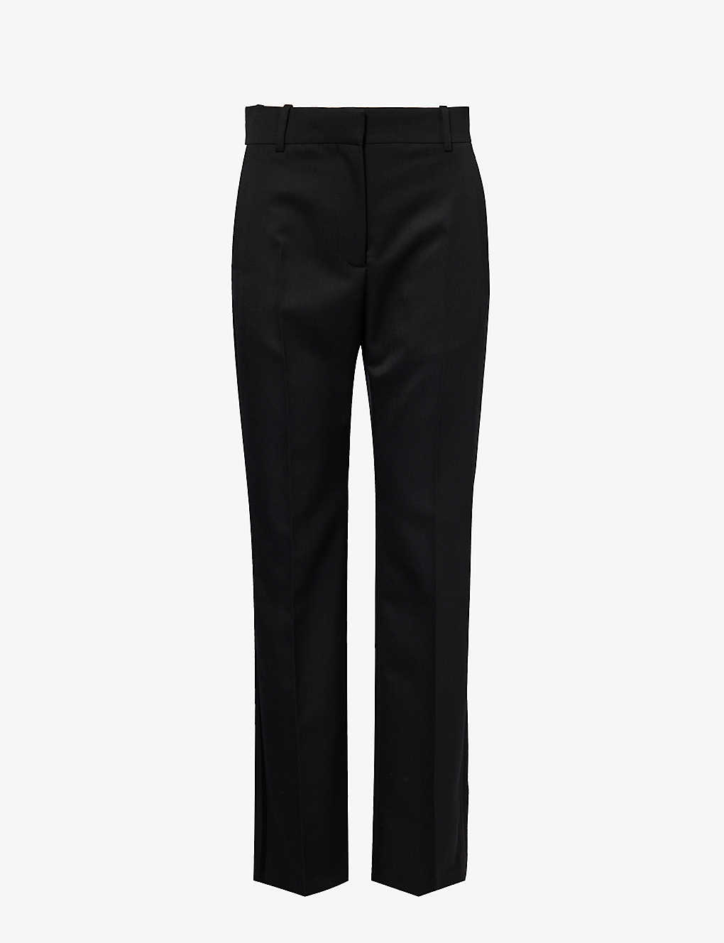 Givenchy Womens Black Pressed-crease Wide-leg Wool-blend Trousers