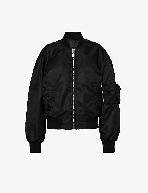 GIVENCHY: Brand-print relaxed-fit shell bomber jacket