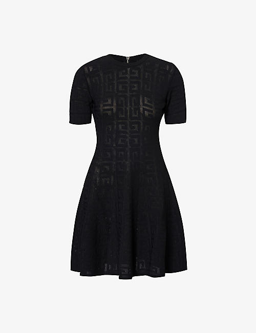 GIVENCHY: Monogrammed short-sleeved knitted mini dress