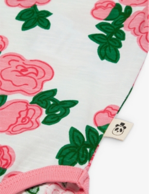 Shop Mini Rodini Pink Floral-print Contrast-trim Two-piece Cotton-jersey Set 1-18 Months