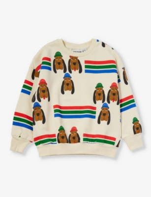 Shop Mini Rodini Bloodhound Stripe-print Cotton-jersey Sweatshirt 1.5-9 Years In Multi