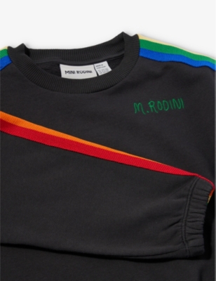 Shop Mini Rodini Boys Black Kids Rainbow Stripe-panel Organic-cotton Sweatshirt 1.5-9 Years
