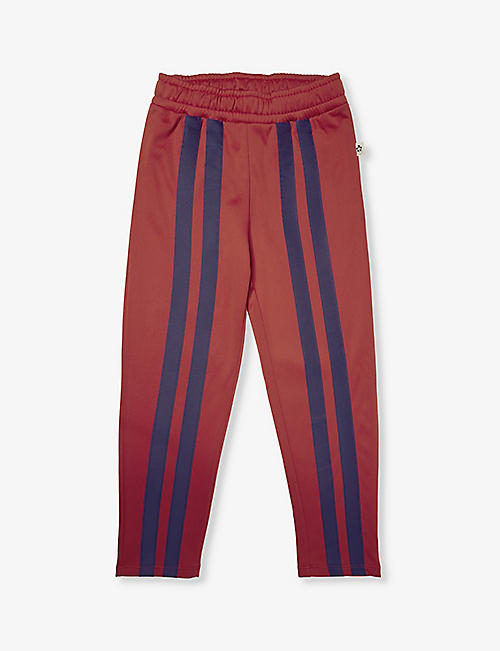 MINI RODINI: Contrast-panel straight-leg woven trousers 18 months-11 years