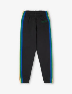 Shop Mini Rodini Brand-embroidered Tapered-leg Cotton-jersey Jogging Bottoms 18 Months-11 Years In Black