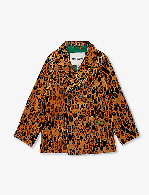 MINI RODINI: Brand-embroidered leopard stretch-cotton blazer 3-11 years
