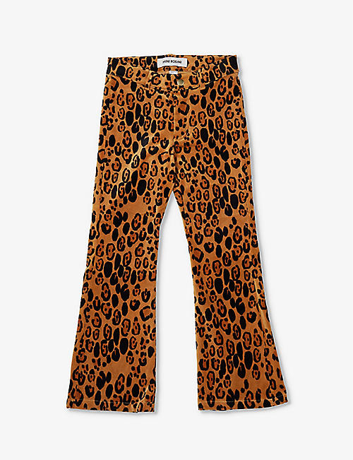 MINI RODINI: Logo-embroidered leopard-print stretch-cotton trousers 3-11 years