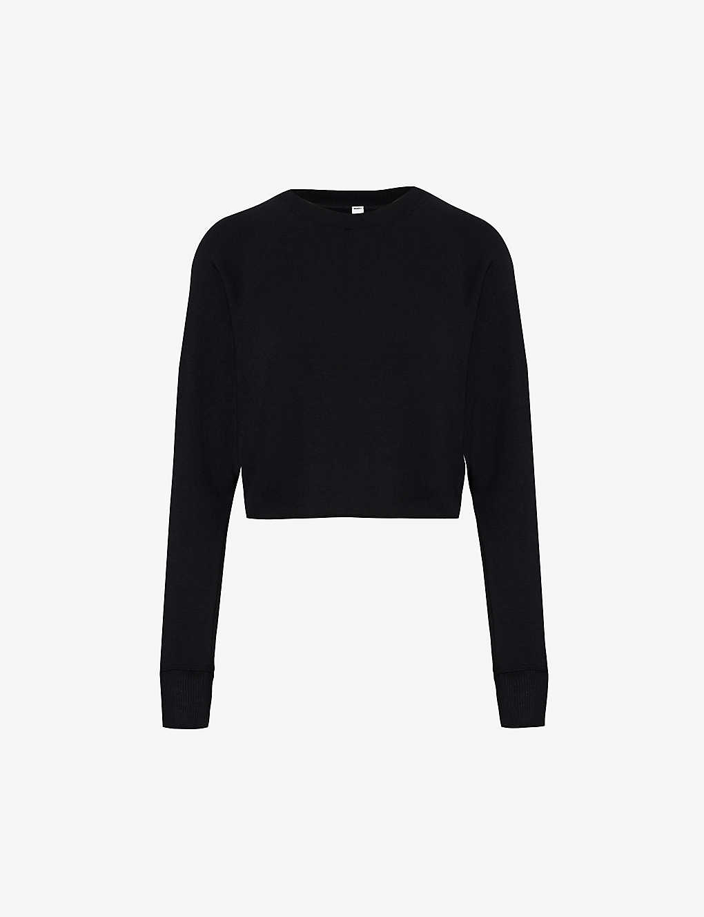 Splits59 Womens Black Warm Up Relaxed-fit Stretch-woven Sweatshirt