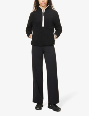 Shop Splits59 Women's Black/creme Libby High-neck Stretch-woven Sweatshirt