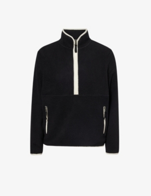 SPLITS59 SPLITS59 WOMEN'S BLACK/CREME LIBBY HIGH-NECK STRETCH-WOVEN SWEATSHIRT