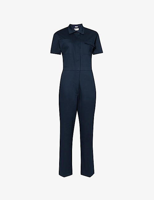 RIVET: Worker short-sleeved cotton-blend jumpsuit