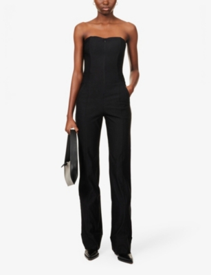 Shop Rivet Women's Black Showstopper Sleeveless Stretch-woven Jumpsuit