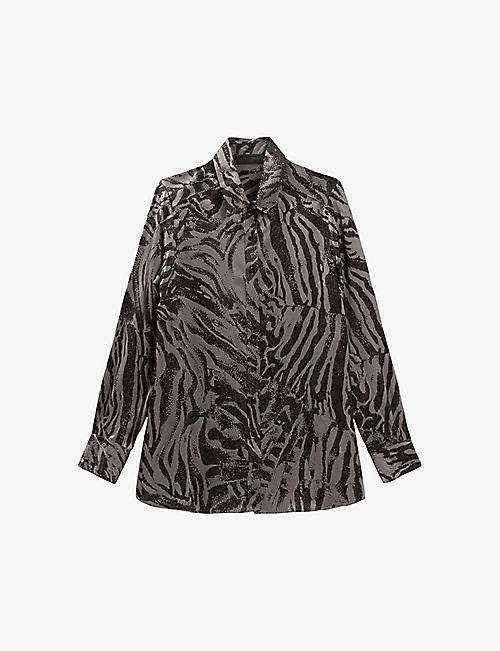 IKKS: Animal-print relaxed-fit woven shirt