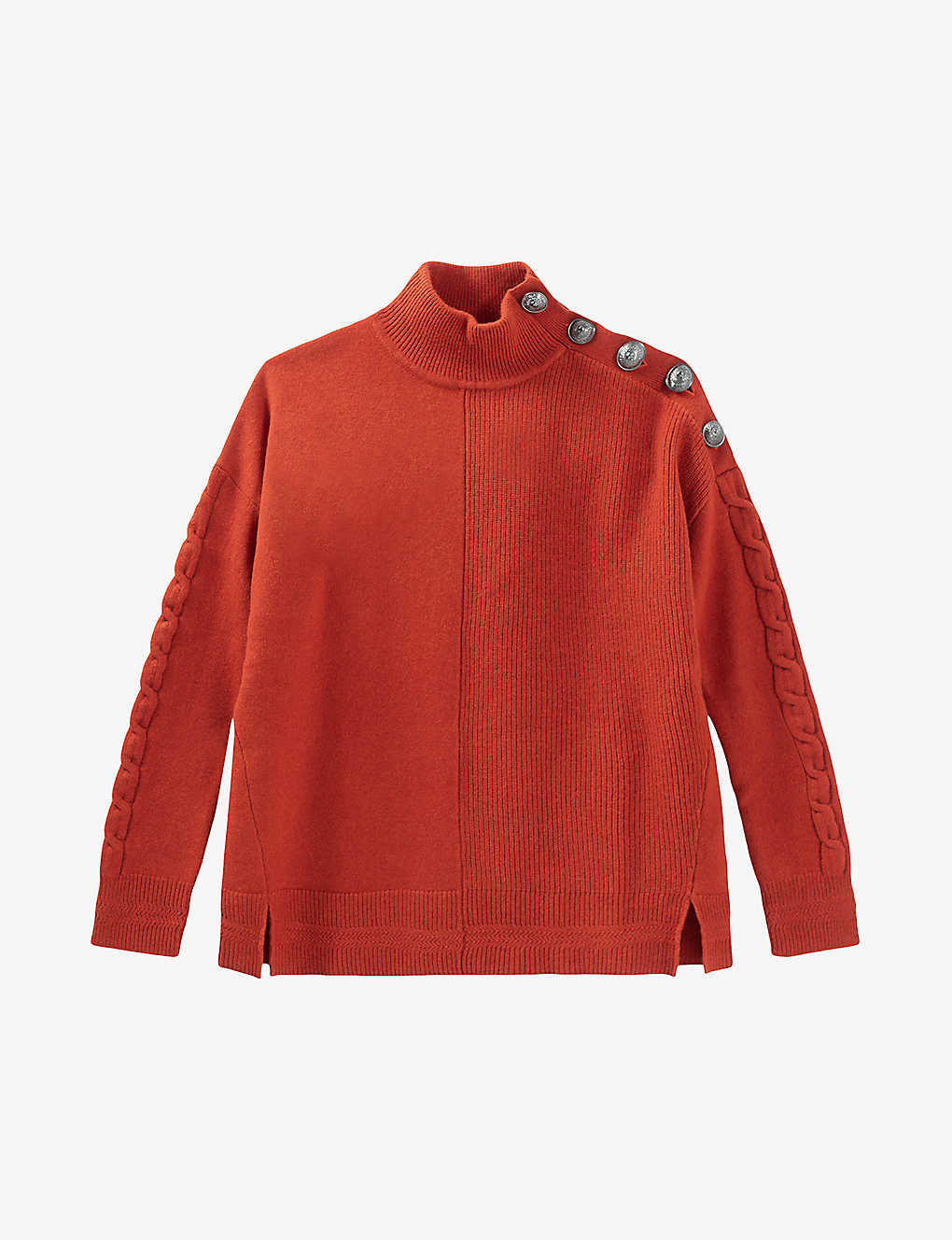 Ikks Ribbed Button-embellished Wool Jumper In Red