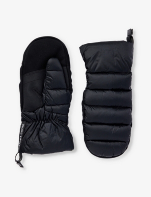 Canada Goose Womens Black Branded Padded Shell Mittens