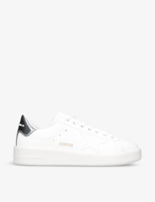 Shop Golden Goose Men's Silver Com Pure Star Bio Logo-print Faux-leather Low-top Trainers