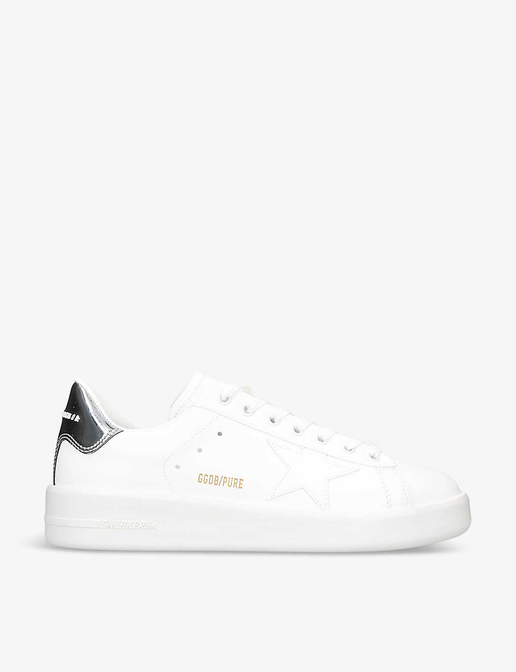Shop Golden Goose Pure Star Bio Logo-print Faux-leather Low-top Trainers In Silver Com