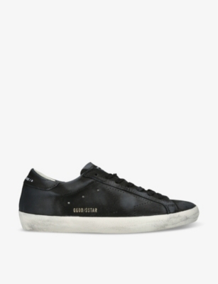 Shop Golden Goose Mens Men's Superstar Perforated-star Leather Low-top Trainers Blac In Black