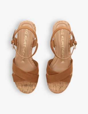 Shop Kg Kurt Geiger Women's Tan Rosalyn Suedette Wedge Sandals