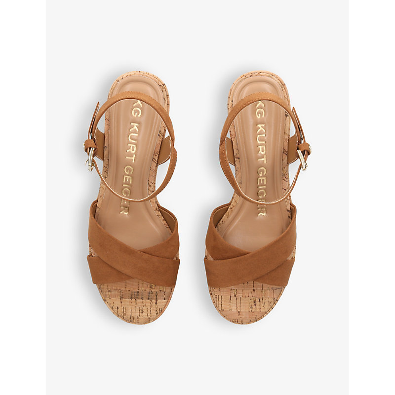 Shop Kg Kurt Geiger Rosalyn Suedette Wedge Sandals In Tan
