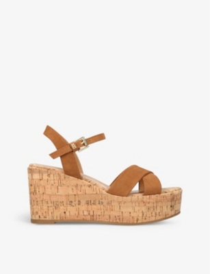 Kg Kurt Geiger Womens Tan Rosalyn Suedette Wedge Sandals