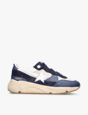 Golden Goose Mens Blue Other Running Contrast-panel Leather Low-top Trainers In Blue Other