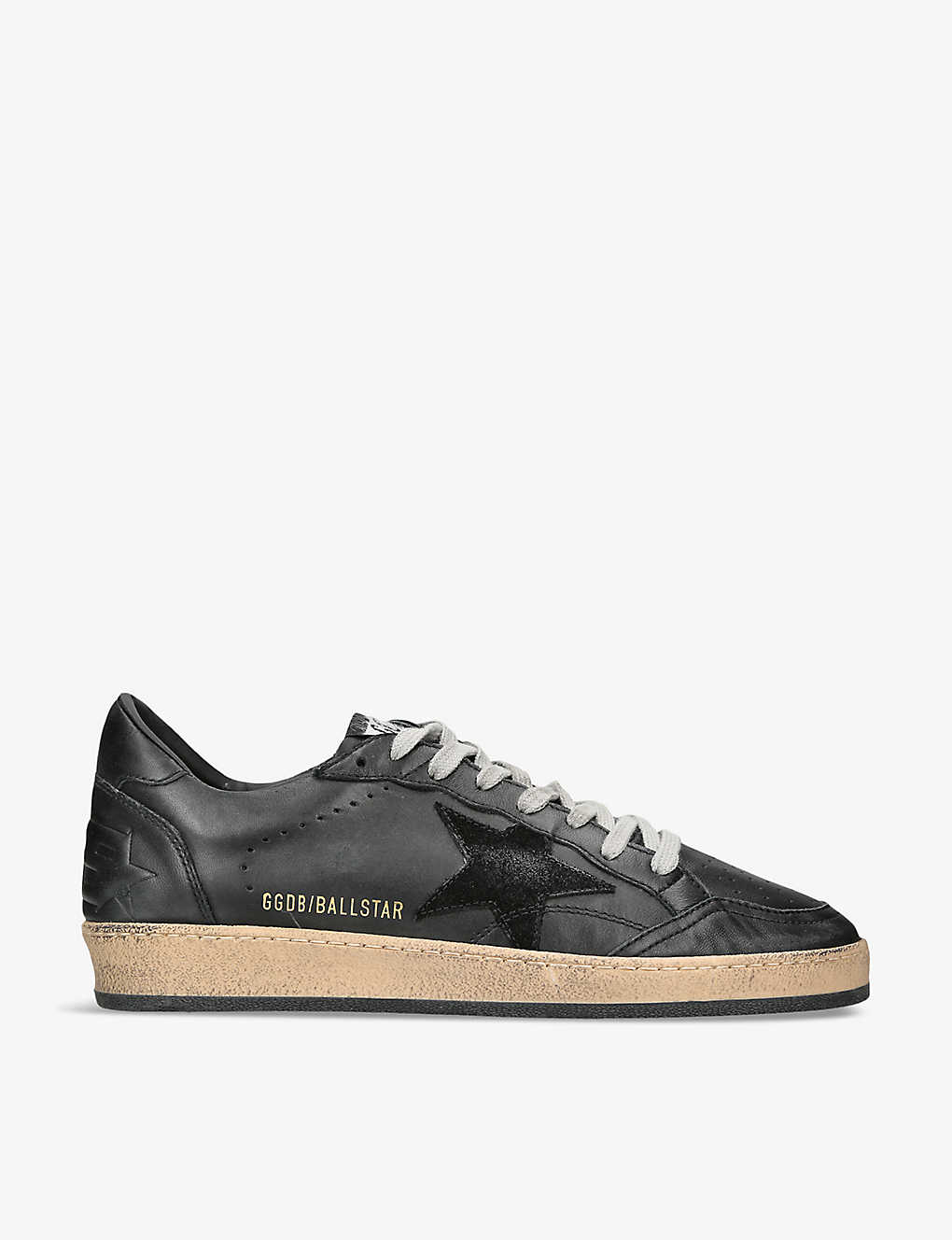 Golden Goose Mens Black Ball Star Leather Low-top Trainers