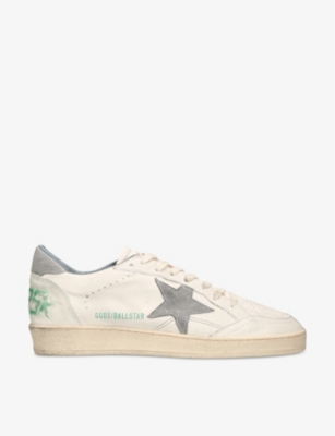 Golden Goose Mens Silver Com Ballstar Lo Logo-print Leather Low-top Trainers In Multi-coloured