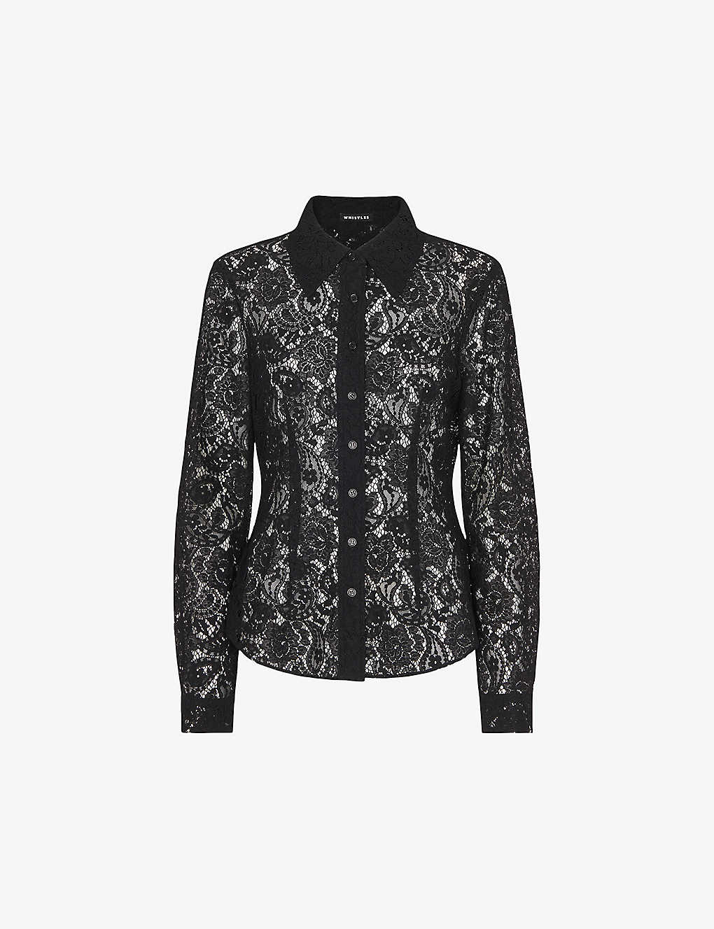 Whistles Womens Black Lucy Lace Shirt