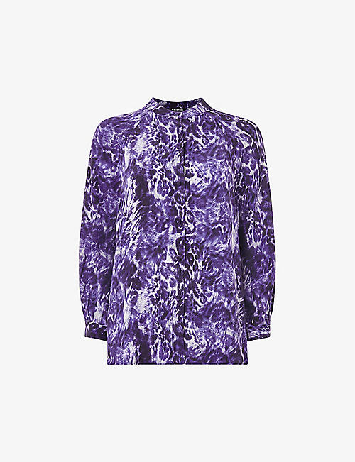 WHISTLES：抽象豹纹印花常规版型环保粘纤混纺衬衫