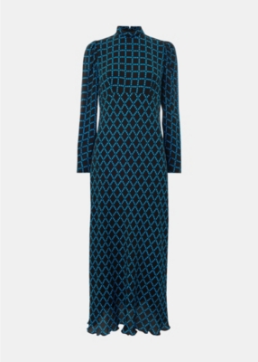 WHISTLES: Abacus high-neck checked woven midi dress