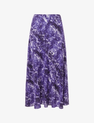 WHISTLES - Glossy leopard-print woven bias-cut midi skirt | Selfridges.com