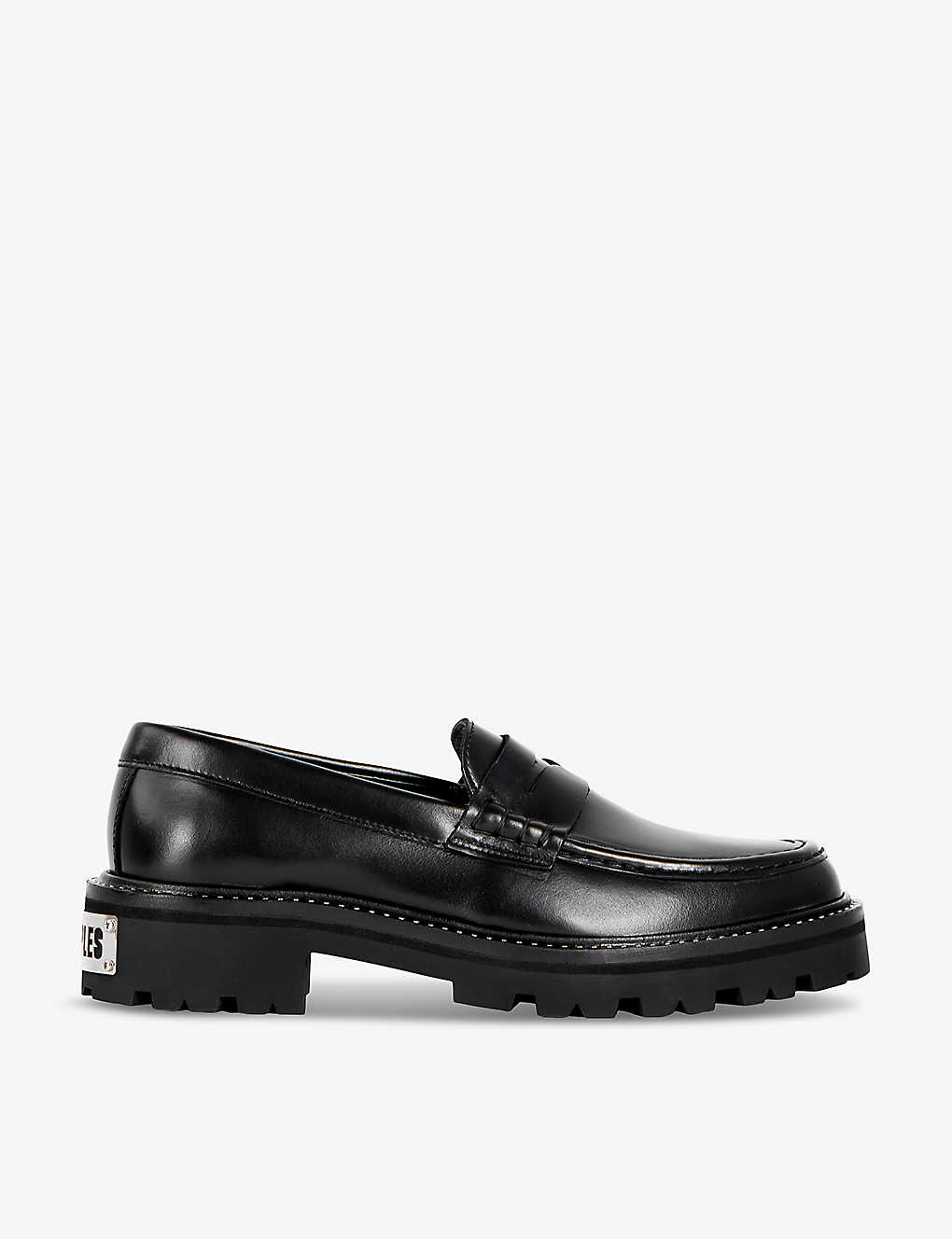The Kooples Womens Black Stud-embellished Leather Loafers