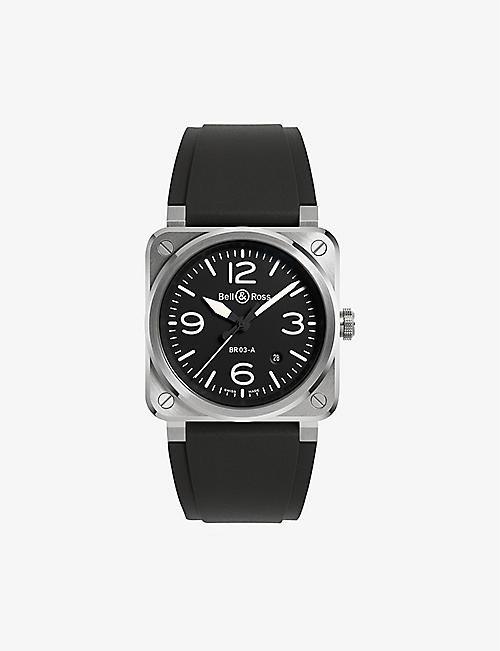 BELL & ROSS: BR03A-BL-ST/SRB Aviation stainless-steel automatic watch
