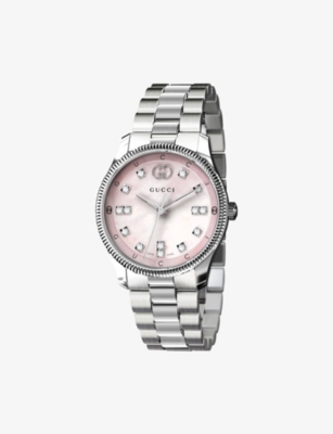 GUCCI: YA1265062 G-Timeless Slim stainless-steel and diamond automatic watch