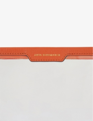 Shop Anya Hindmarch Things Woven Pouch In Clear/clementine